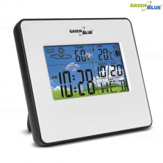 Statie Meteo Wireless cu Ceas Digital, Indica Umiditate, Temperatura, Data, Culoare Alb foto