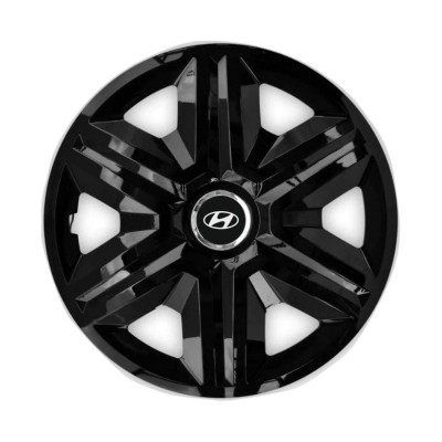 Set 4 capace roti Hubcaps fast black R15 Compatibil Cu Hyundai foto