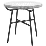 Outsunny Masă de cafea rotundă de grădină din răchită aspect rotin metal și blat sticlă securizată &Oslash; 50 x 50 cm gri | Aosom Romania