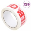 Banda Adeziva Ambalare Gossi Fragile, 48mm x 66m, Alb/Rosu, 36 Bucati, PP, Aderenta Puternica, Rezistenta UV