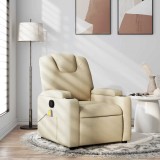 VidaXL Fotoliu rabatabil de masaj, crem, material textil