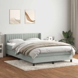 vidaXL Pat box spring cu saltea, gri deschis, 140x210 cm, catifea 3318279