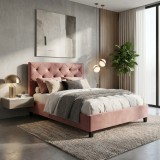 Cumpara ieftin Pat Hypnotic 180x200 cm Tapitat Catifea Roz Somiera Inclusa (cod ML 1705-08)