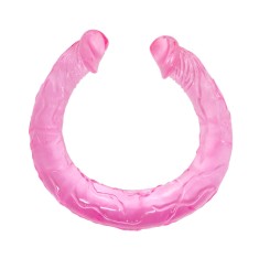 Dildo Dublu Orgasmic, TPR, Roz, 44 cm