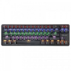 Tastatura Gaming Mecanica Delux KM32, Bluetooth, USB, RGB (Negru)