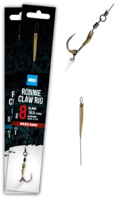Carlige Legate Nash Ronnie Claw Rig Barbed, 25lbs, nr.2, 1buc/plic foto
