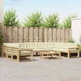 vidaXL Set de canapele de exterior cu pernă 10 pcs Alb și crem 3387074