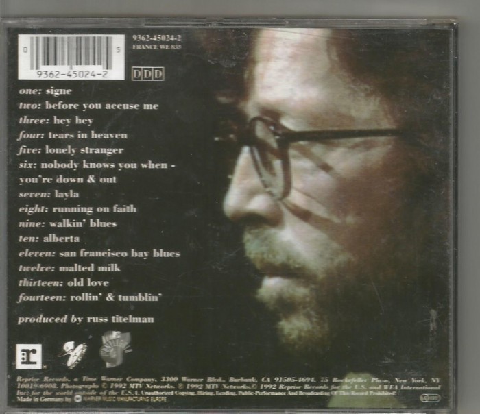 A(01) C.D.-Eric Clapton - Unplugged (1992/Warner/Germany) - CD ORIGINAL