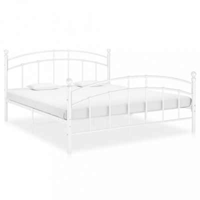 vidaXL Cadru de pat, alb, 200 x 200 cm, metal foto