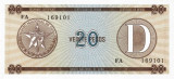 CUBA █ bancnota █ 20 Pesos █ 1985 █ P-FX36 █ Serie D █ UNC █ necirculata