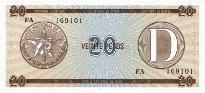 CUBA █ bancnota █ 20 Pesos █ 1985 █ P-FX36 █ Serie D █ UNC █ necirculata foto