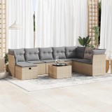 vidaXL Set canapele de grădină, 9 piese, cu perne, bej, poliratan 3325345
