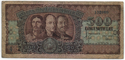 Bancnotă 500 LEI - Republica Populară Rom&amp;acirc;nă, 1949 foto