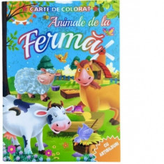 Animale de la ferma. Carte de colorat cu abtibilduri