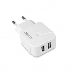 Incarcator Priza NEVOX dual USB cu AUTO-ID 2x2.4Amp, White foto