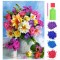 Set de broderie cu diamante 5D, model Flori, 30x40 cm, accesorii incluse, multicolor