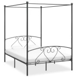 Cumpara ieftin Cadru de pat cu baldachin, gri, 140 x 200 cm, metal