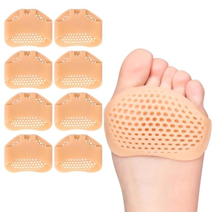 Set 8 pernute de protectie impotriva monturilor, pentru picior si degete, din silicon - Bej