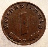 2.513 GERMANIA WWII 1 REICHSPFENNIG 1939 D, Europa, Bronz