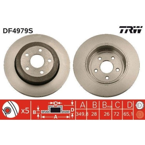 Set discuri frana Jeep Grand Cherokee 3 (Wh, 3.0 CRD, 3.0 CRD 4x4, 3.7 V6 4x4, 4.7 V8 4x4, 5.7 V8 4x4, 6.1 SRT8 4x4, 6.1 SRT8 RWD, punte spate, 350x2