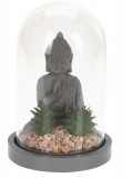 Decoratiune Buddha w cactus, 14x21 cm, polipropilena, gri, Excellent Houseware