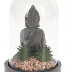Decoratiune Buddha w cactus, 14x21 cm, polipropilena, gri
