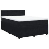 Cumpara ieftin Pat box spring cu saltea, negru, 140x200 cm, catifea
