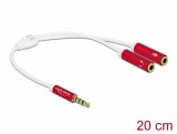 Adaptor Stereo jack 3.5mm la 2 x jack 3.5mm pentru casca + microfon T-M (CTIA) 20cm Alb, Delock 66519