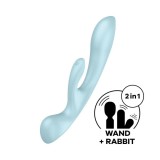 Vibrator Rabbit Triple Oh, Bleu, 23 cm, Satisfyer