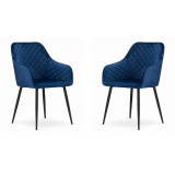 Set 2 scaune bucatarie/living, Artool, Nugat, catifea, metal, bleumarin si negru, 58x54.5x91 cm GartenVIP DiyLine