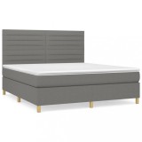 Cumpara ieftin Pat continental cu saltea, gri inchis, 160x200 cm, tesatura