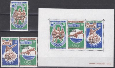 Dahomey 1972 - Jocurile Olimpice - Munchen, PA, Serie + Colita, Supratipar, MNH foto