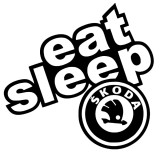 Cumpara ieftin Sticker Auto Skoda Eat Sleep , Autocolant Funny pentru Fanii Skoda