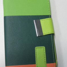 Husa Telefon Flip Book Samsung Galaxy S4 i9500 Green&amp;Orange&amp;White