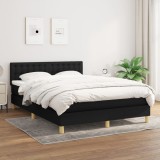 Pat box spring cu saltea, negru, 140x200 cm, textil GartenMobel Dekor, vidaXL