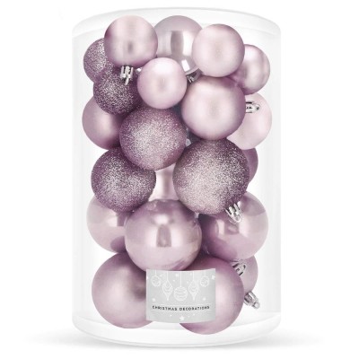 Set globuri de Craciun, 30 bucati, 3 modele, 4/5/6cm, roz Household NewTrend foto