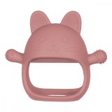 Jucarie pentru dentitie din silicon, appekids, manusa kitty - old rose