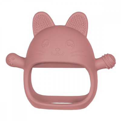 Jucarie pentru dentitie din silicon, appekids, manusa kitty - old rose foto