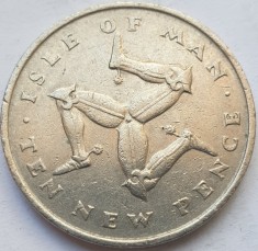 Moneda 10 new pence 1975 Isle of Man / Insula Man, Km#23