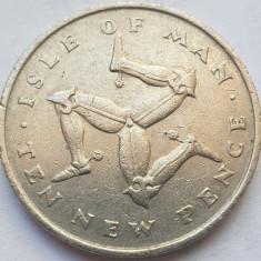 Moneda 10 new pence 1975 Isle of Man / Insula Man, Km#23