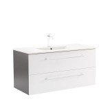 Dulap Baie Vario Clam 100 cm cu Lavoar, Antracit/Alb, Suspendat, Inchidere Silentioasa