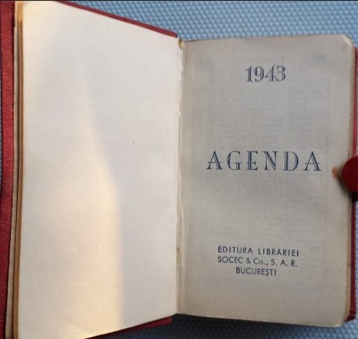 1943, Agenda SOCEC f m notite, apartinut unei actrite, cantarete opera BUCURESTI foto