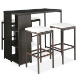 Set mobilier bar de gradina cu perne, 5 piese, maro, poliratan GartenMobel Dekor, vidaXL