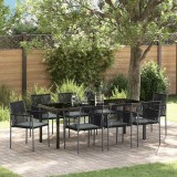 Cumpara ieftin Set de masă pentru grădină 9 pcs Negru Rattan poli