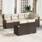 vidaXL Set de canapele pentru grădină 7 pcs Maro și alb Rattan poli