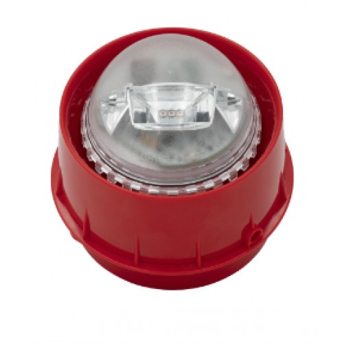 Sirena cu flash, adresabila, LED-uri de culoare rosie, lentila transparenta