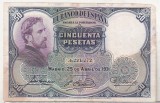 Bnk bn Spania 50 pesetas 1931 circulata