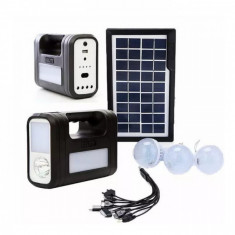 Kit Solar cu Lanterne LED, USB, 3 Becuri, 6V 4Ah GDLite GD8017NEW foto