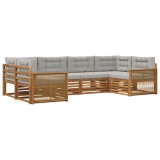 vidaXL Set de canapele de exterior 6 pcs Natural și gri deschis 3383779