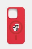 Karl Lagerfeld etui pentru telefon iPhone 15 Pro 6.1 culoarea rosu, KLHMP15LSCMKCRHR